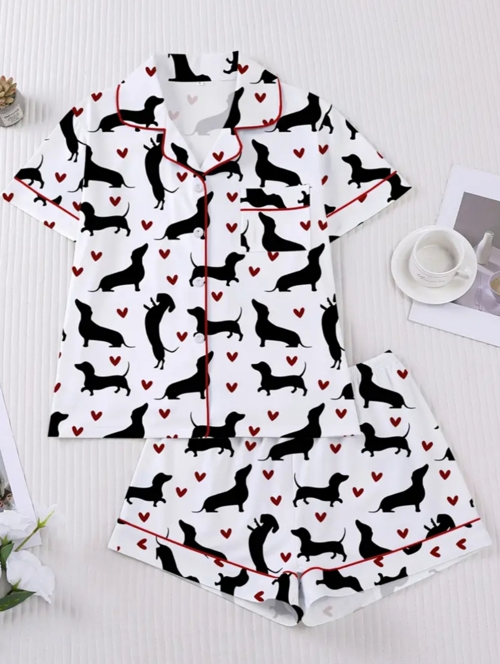 🎯NEW! Adorable Dachshund Print Pajamas Set Women's XL - Picture 1 of 3